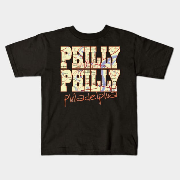 Fun Cool Philly Philly Philadelphia Pennsylvania Pride Proud Street Map Kids T-Shirt by Envision Styles